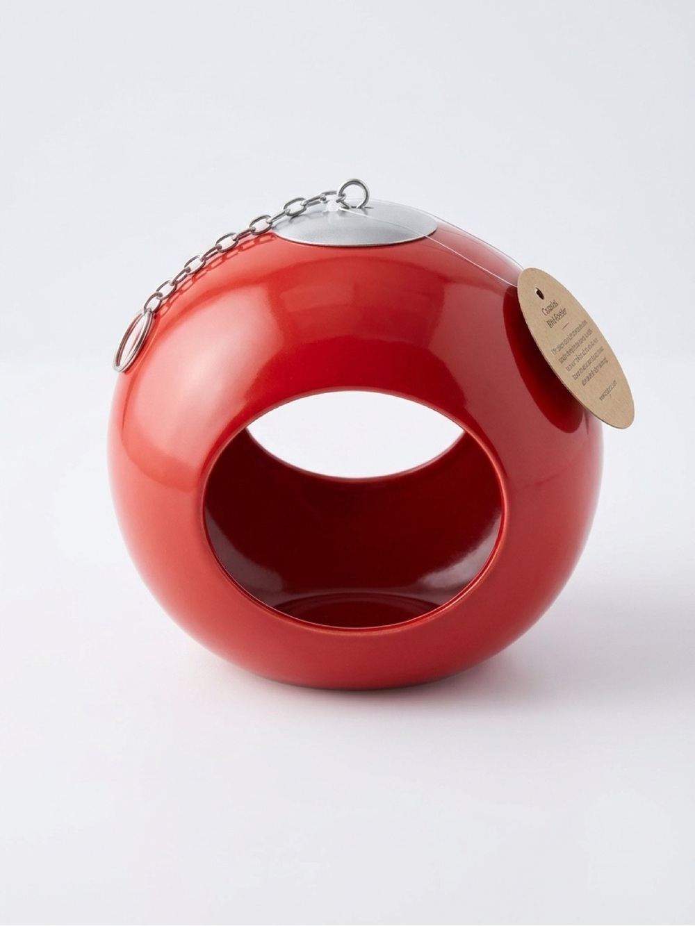 Red Modern Ceramic Hanging Bird Feeder